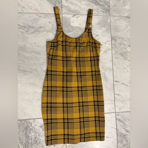 Plaid Yellow and Black Women's Dress